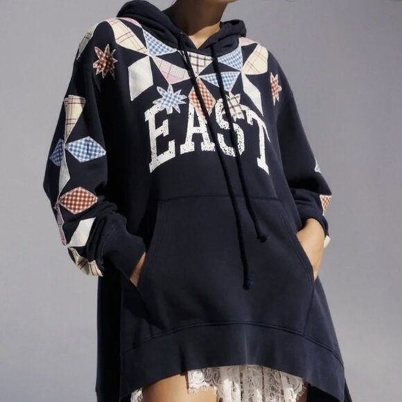 Free People Saint Sweatshirt, New Size Small, Blue Combo - Picture 2 of 6